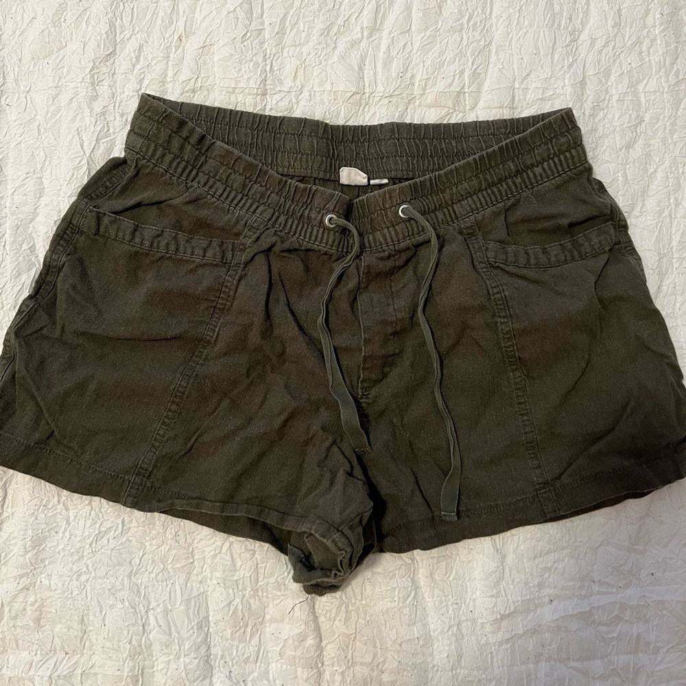 Gap shorts- size M, green, well loved, drawstrings, pockets in front and back.